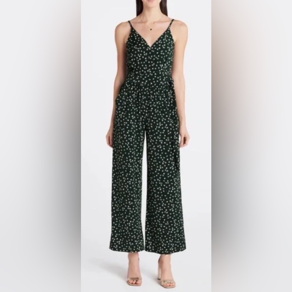 Women's Green Floral Wide-Leg Pants